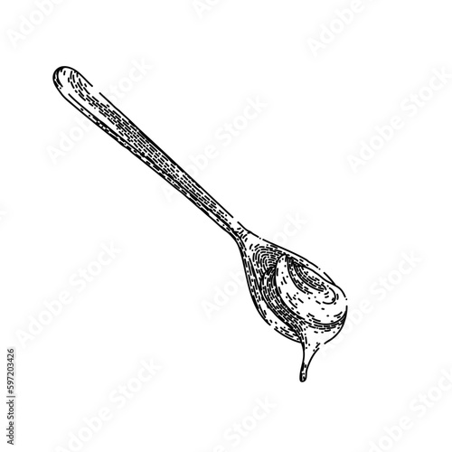 chocolate paste spoon sketch hand drawn vector