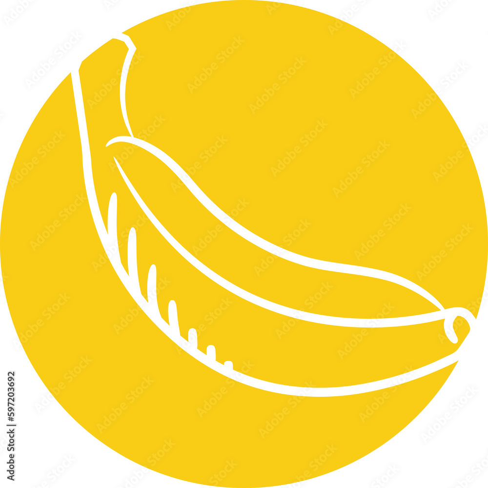 banana in yellow circle button illustration banana in yellow circle button illustration