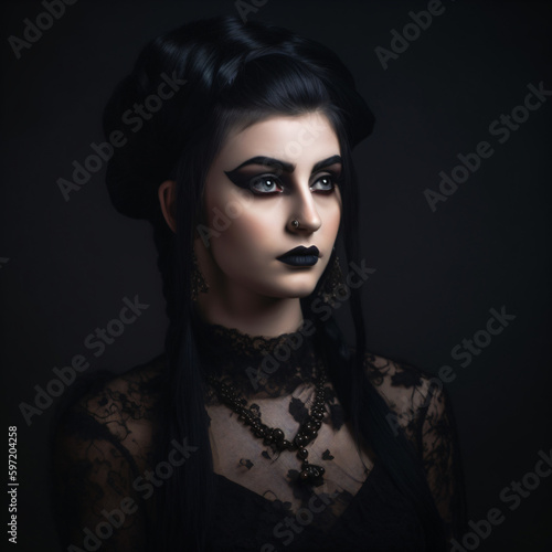 beautiful goth girl studio shot style portrait Generative Ai