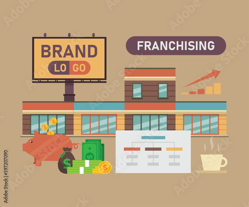Profit from franchise business 2d vector illustration concept for banner, website, illustration, landing page, flyer, etc