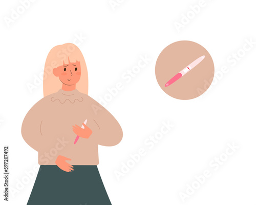 Woman looking at negative pregnancy test