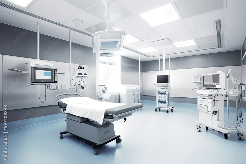 modern hospital, with clean lines and minimalist design, showing off state-of-the-art medical equipment and technology, created with generative ai modern hospital, with clean lines and minimalist design, showing off state-of-the-art medical equipment and technology, created with generative ai
