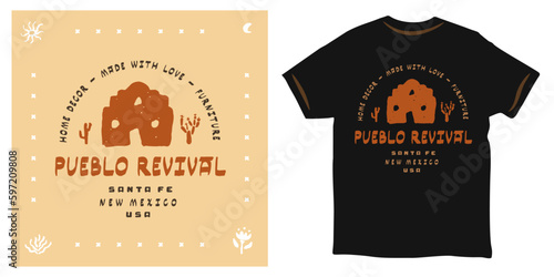 Pueblo Revival Southwestern adobe home logo