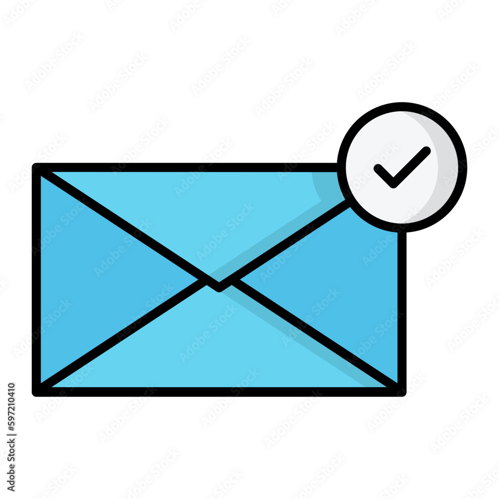 Email Check Line Color Icon Email Check Line Color Icon