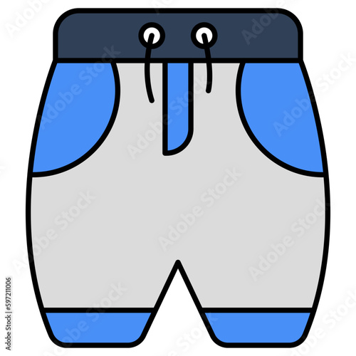 Menswear nicker, flat design icon of sports attire