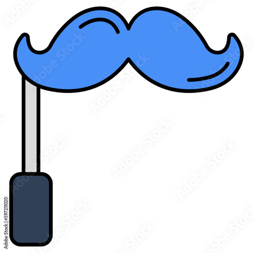 A flat design icon of mustache prop