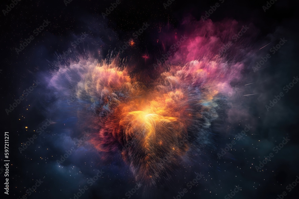 close-up of a nebula heart, with bursts of colorful light and stars in the background, created with generative ai close-up of a nebula heart, with bursts of colorful light and stars in the background, created with generative ai