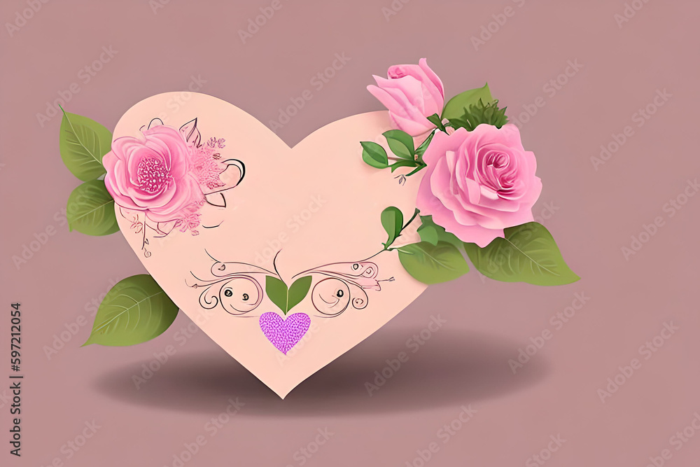 A romantic and sentimental greeting card with a floral or a heart-shaped design A romantic and sentimental greeting card with a floral or a heart-shaped design