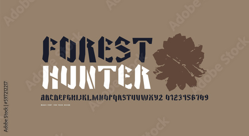 Stencil-plate sans serif font in retro style