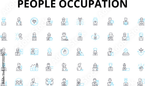 People occupation linear icons set. Doctor, Teacher, Lawyer, Engineer, Musician, Artist, Athlete vector symbols and line concept signs. Writer,Chef,Accountant illustration