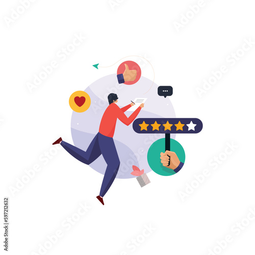 Online survey concept, Business Rating and review, Reputation management and online feedback analyzing