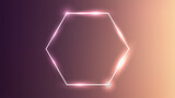 Neon hexagon frame with shining effects