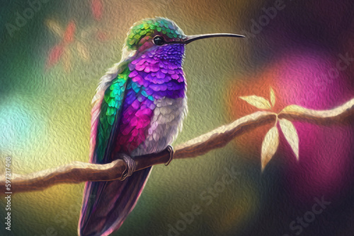 Wallpaper Mural Oil painting of an adorable and beautiful hummingbird Torontodigital.ca