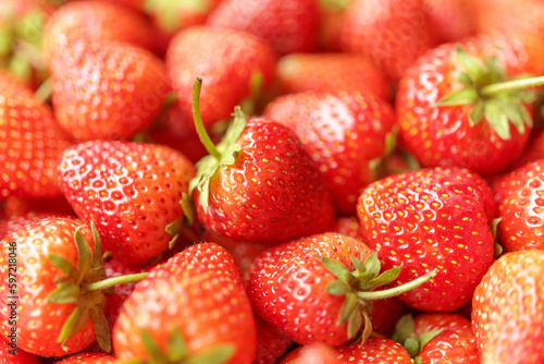 Fototapeta Naklejka Na Ścianę i Meble -  Fresh organic red strawberry fruit background
