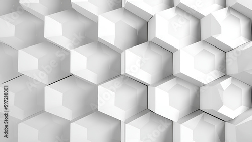 Abstract white background with hexagons. Geometric abstract background. Generative Ai.