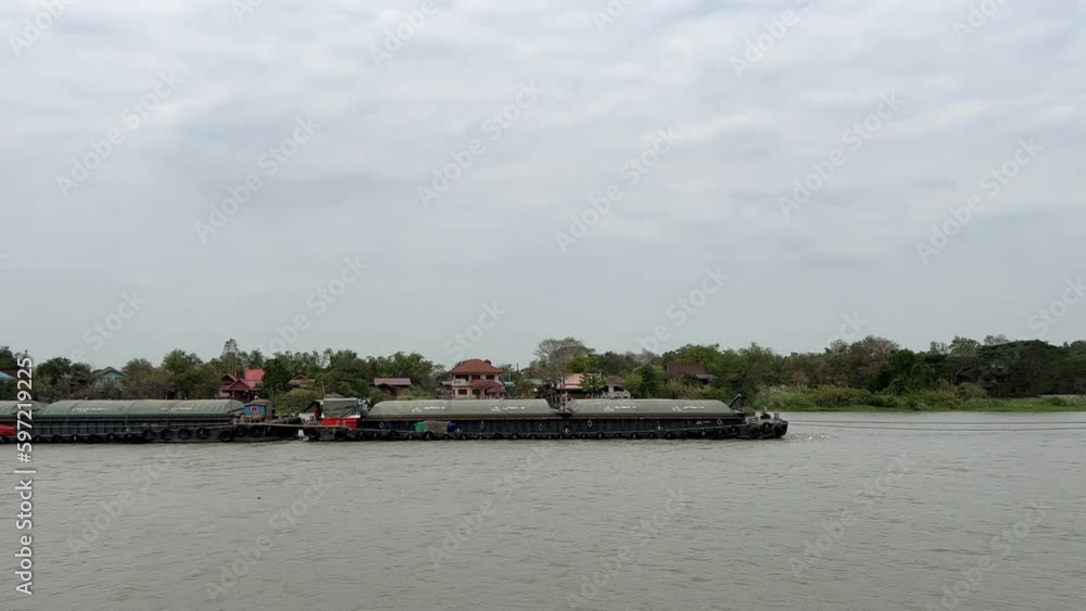 Sand Barge on Chao Phraya River Ayutthaya Thailand Sand Barge on Chao Phraya River Ayutthaya Thailand