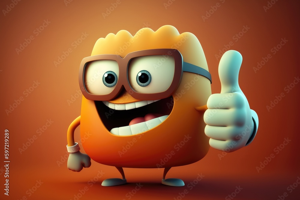 custom made wallpaper toronto digitalCartoon orange monster with thumbs up gesture on orange background