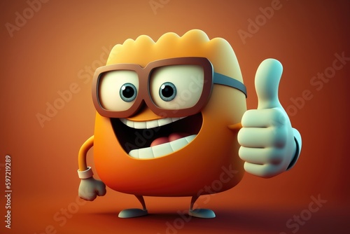 Wallpaper Mural Cartoon orange monster with thumbs up gesture on orange background Torontodigital.ca