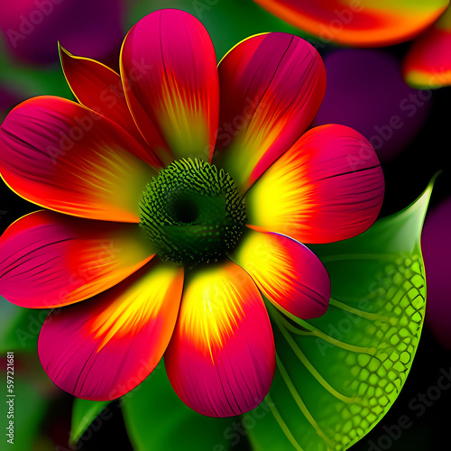 beautiful colorful flowers, with rainbow colors, Generative AI