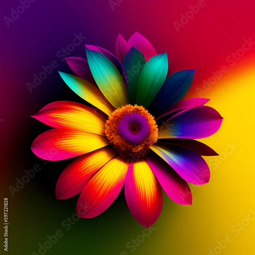 beautiful colorful flowers, with rainbow colors, Generative AI
