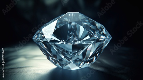 Close-up of a large cut diamond. Generative AI.