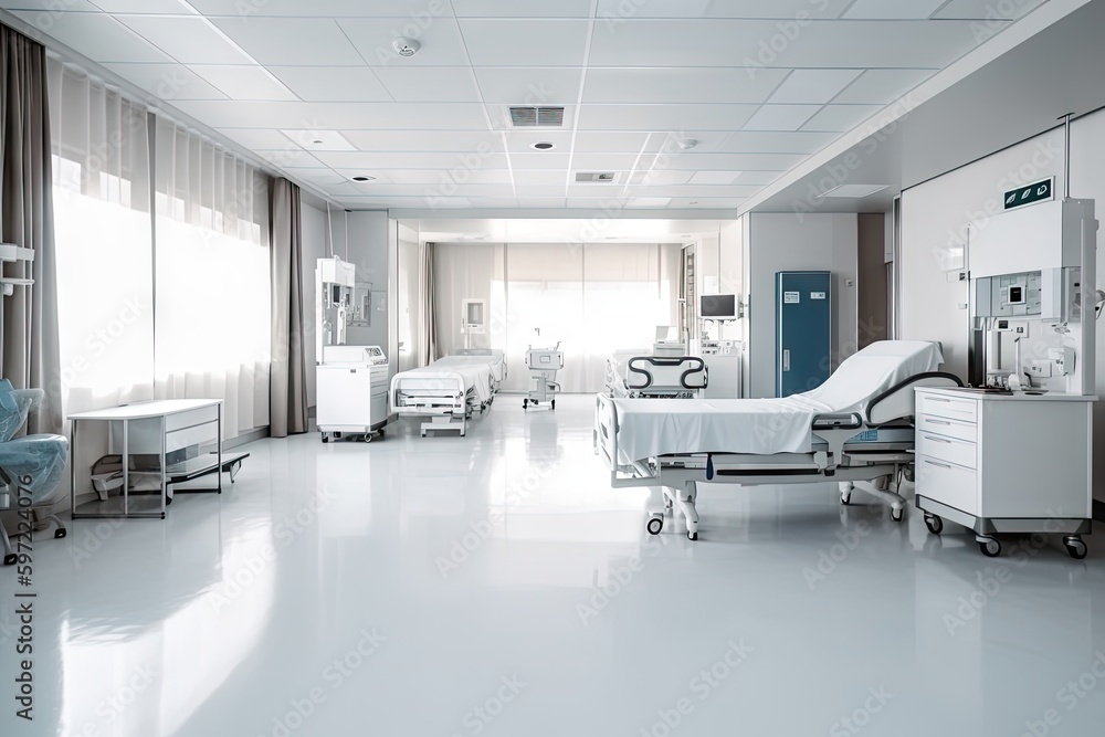 modern hospital, with sleek and minimalist design and open floor plan, providing the best care for patients, created with generative ai modern hospital, with sleek and minimalist design and open floor plan, providing the best care for patients, created with generative ai