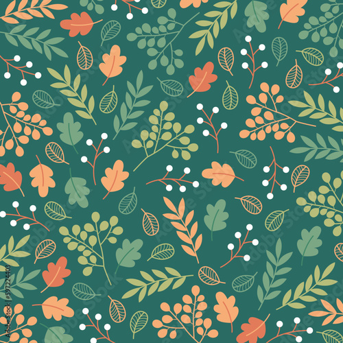 Herbstmuster Blätter Beeren Grafiken