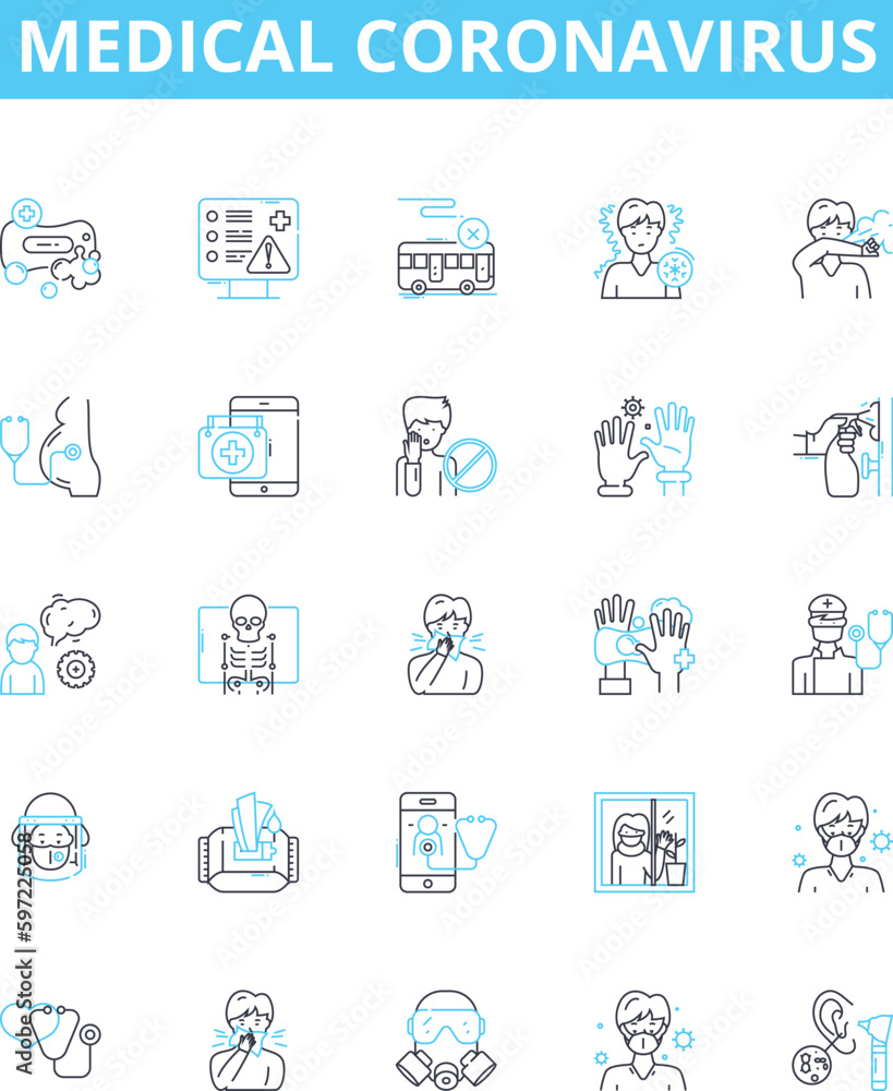 Medical coronavirus vector line icons set. Virus, Coronavirus, Medical, Covid-9, Outbreak, Disease, Contagious illustration outline concept symbols and signs Generative AI