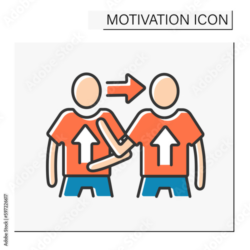 Change motivation color icon. Exchange motivated thoughts. Goals achieved. Communication. Motivation concept. Isolated vector illustration