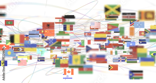 World map with all states and their flags,3d render - PNG transparent