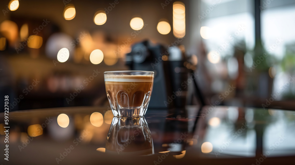 Blur coffee shop or cafe restaurant with abstract bokeh light image background. Generative Ai Blur coffee shop or cafe restaurant with abstract bokeh light image background. Generative Ai