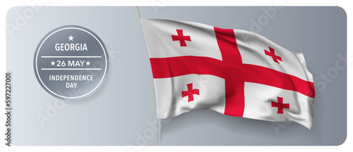 Georgia independence day vector banner, greeting card.