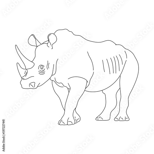 Sketch of Rhinoceros. Hand drawn vector illustration.