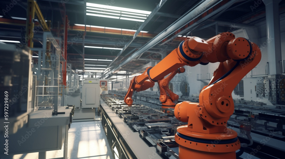 Robot working in the factory Robot working in the factory