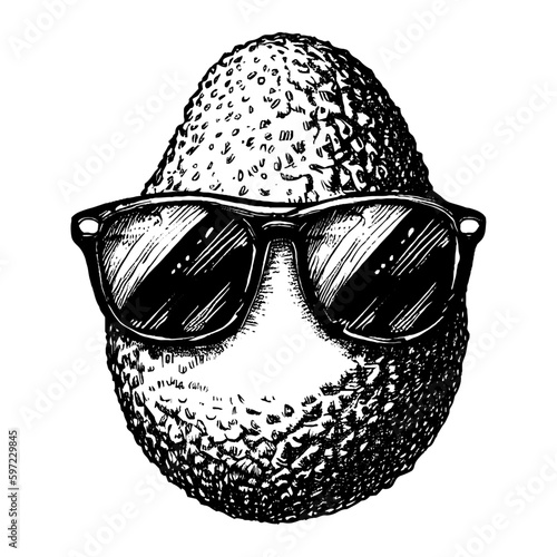 avocado wearing sunglasses funny sketch 