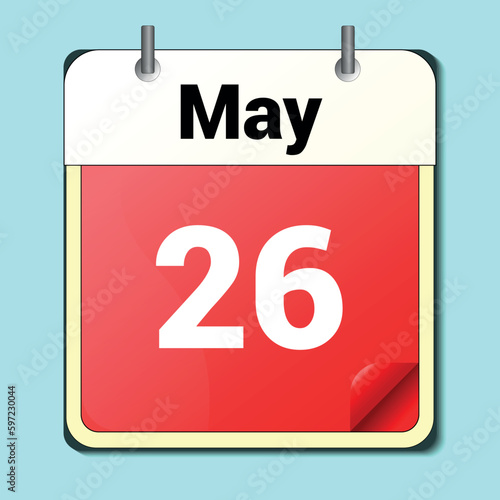 day on the calendar, vector image format, May 26