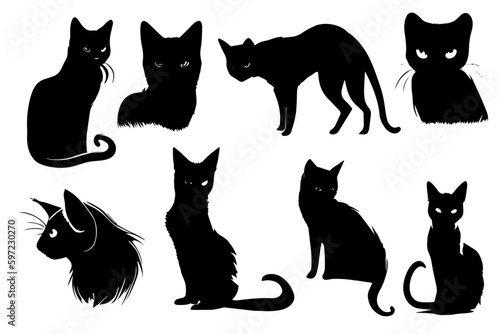 Fototapeta Naklejka Na Ścianę i Meble -  series of icons with cats, cat logo