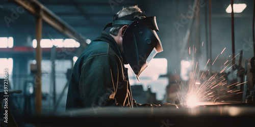 Metal Worker welding a pipeline