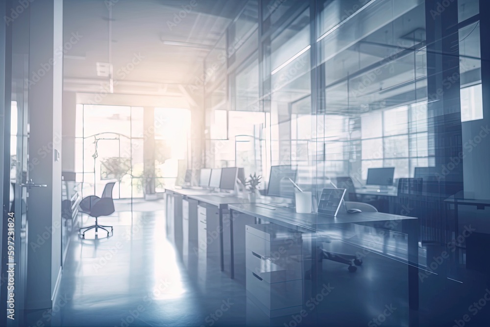 An empty office with a desk and chairs, created with Generative Ai Technology An empty office with a desk and chairs, created with Generative Ai Technology