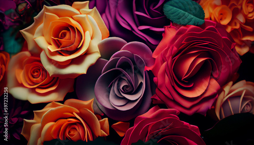 Beautiful fantasy vintage flowers wallpaper background Ai generated image