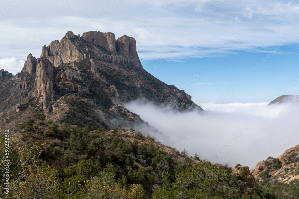 lost mine peak in big bend with sea of clouds
