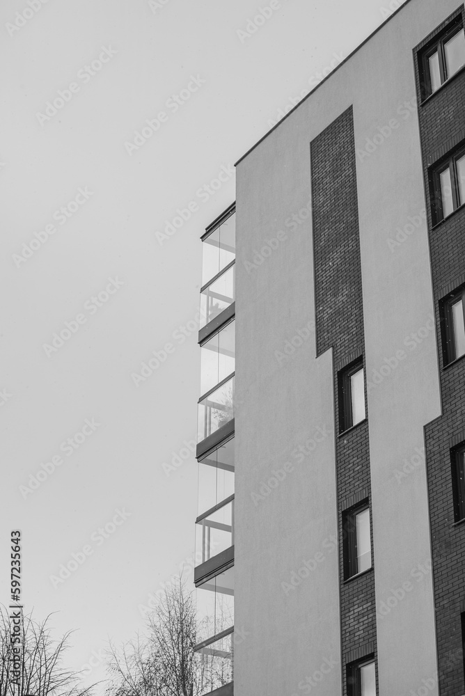 nowoczesna architektura, nowopowstały budynek mieszkalny w Gdańsku - obrazy, fototapety, plakaty 
