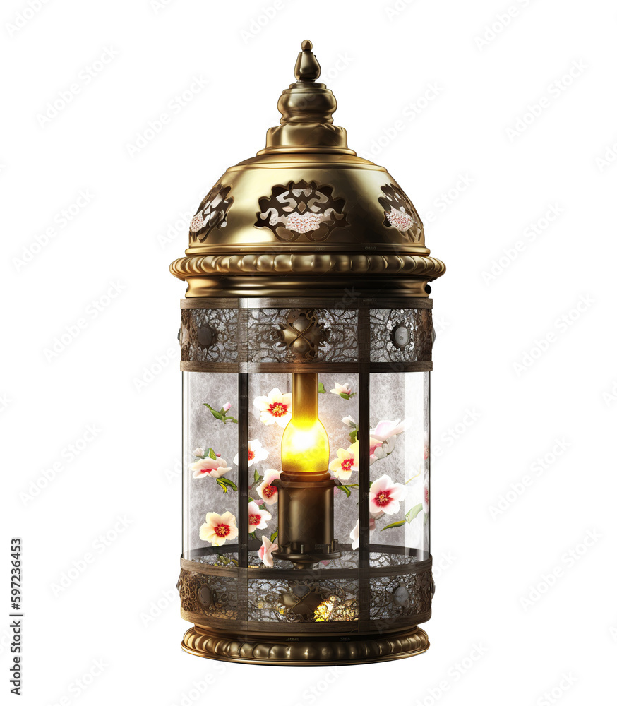 Ramadan Kareem lamp in transparent background. Generative AI. Ramadan Kareem lamp in transparent background. Generative AI.