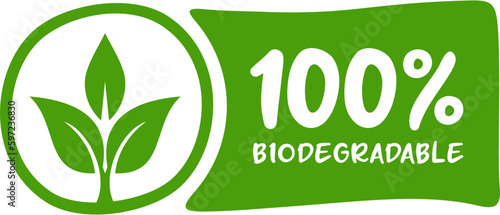 100 Percent Biodegradable label sticker badge Vector	