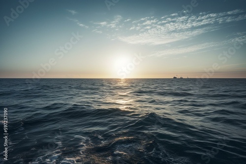 Morning sea horizon view. Generative AI
