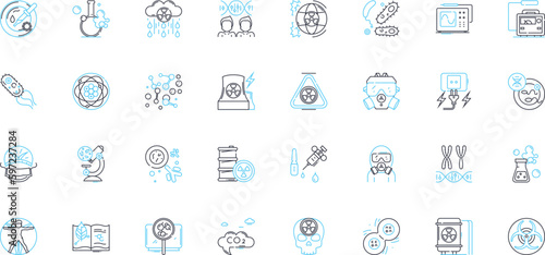 Aerospace Engineering linear icons set. Avionics, Propulsion, Aerodynamics, Structures, Satellites, Rocketry, Materials line vector and concept signs. Control,Navigation,Hypersonics outline