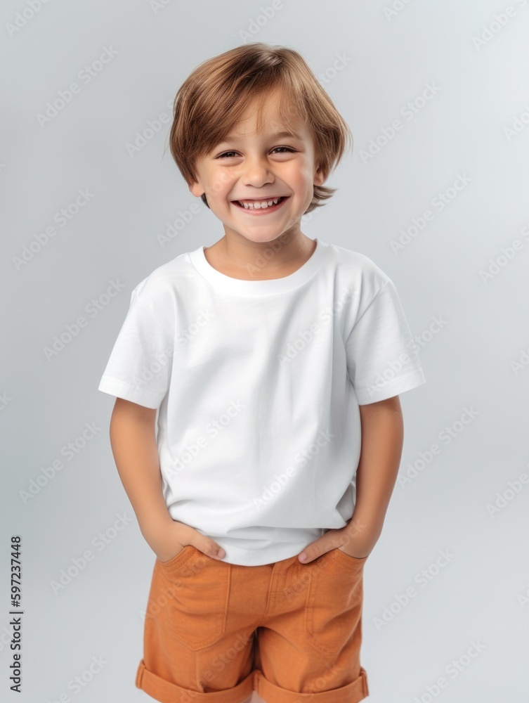 Little pretty boy smiling model posing at camera in bright studio. Little pretty boy smiling model posing at camera in bright studio.