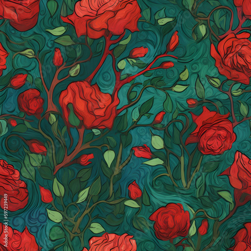 Seamless pattern with flower roses