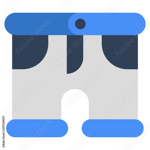 Menswear nicker, flat design icon of men's short 