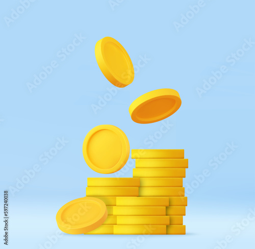 3D Stack of Gold Coins Icon